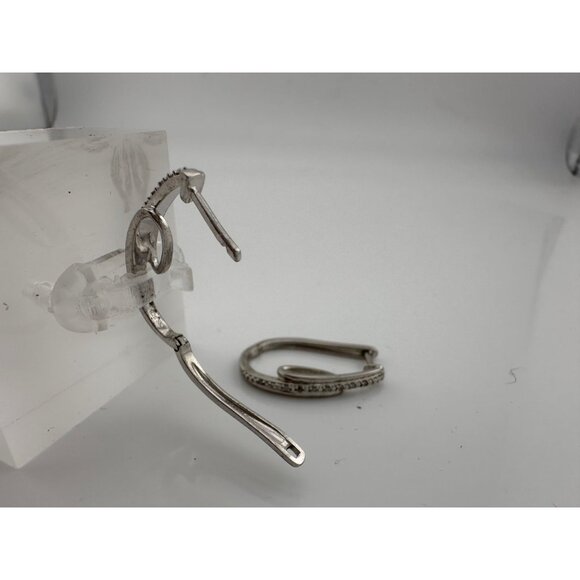 Natural Diamond Loop Hoop Earrings - Picture 11 of 15